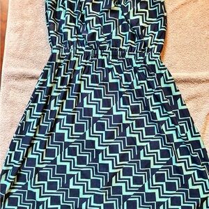 5th & Love Strapless Dress with Black and Mint Pattern